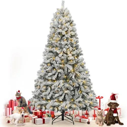 Vista 13 de Fencer Wire Árbol de Navidad artificial preiluminado de alta calidad de 6 pies con 800 puntas de ramas prearticuladas y soporte plegable, 250 luces
