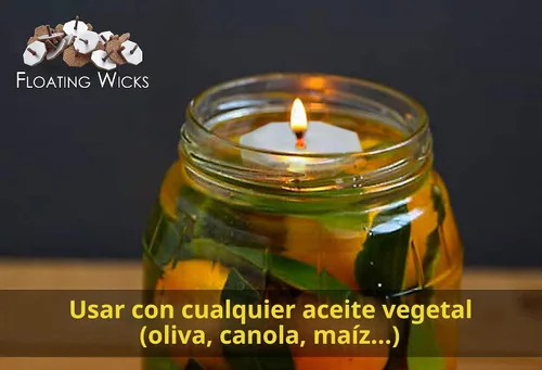 Vista 4 de Ner Mitzvah Mechas flotantes de repuesto con forma de octágono, mechas de aceite flotantes, 1 paquete de 50