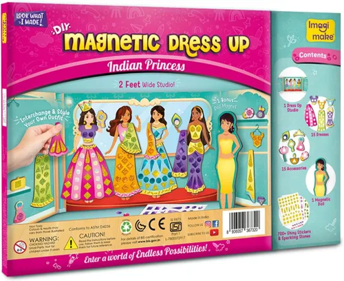 Vista 8 de Imagimake DIY magnético de vestir - princesa india, 30 vestidos magnéticos