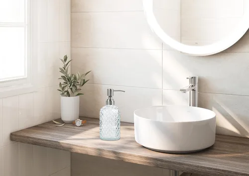 Vista 3 de Funly mee Dispensador de jabón para manos y platos de vidrio para baño y cocina con bomba de acero inoxidable 304 a prueba de óxido