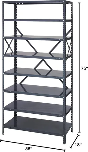 Vista 150 de Quantum QSBU-245BK Heavy Duty Shelving Unit with (7) Shelves and (24) QUS245 Black Bins for Garage Warehouse Storage Distribution 400 lb Load