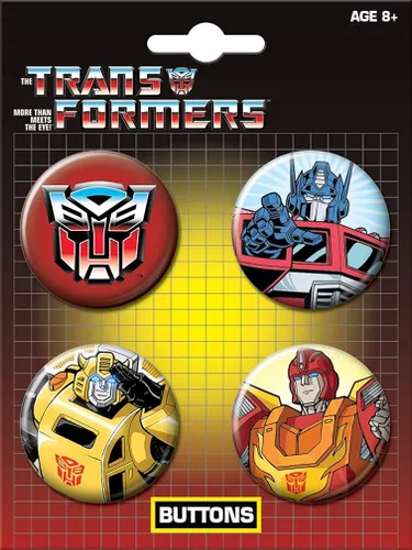 Vista 2 de Ata-Boy Transformers Asst - Juego de botones de 1 a 4 botones - Botones coleccionables con licencia oficial, Aluminio, Sin gemas.