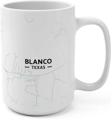 Vista 4 de Blanco, Texas TX Map Mug (11 oz)