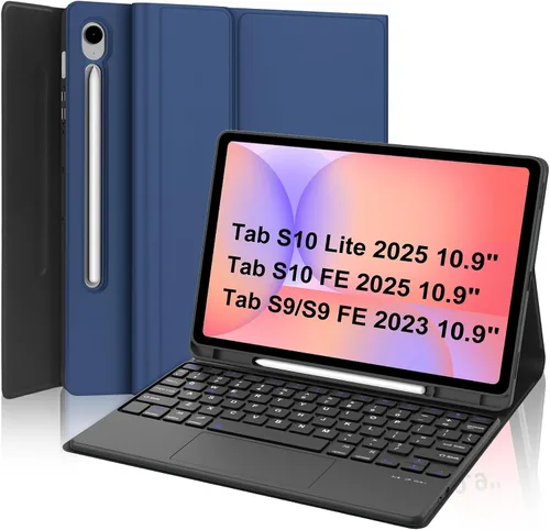 Vista 8 de Funda de teclado para Samsung Galaxy Tab S7 FE (5G)/S8 Plus/S7 Plus de 12.4 pulgadas Teclado Bluetooth magnético desmontable Funda protectora