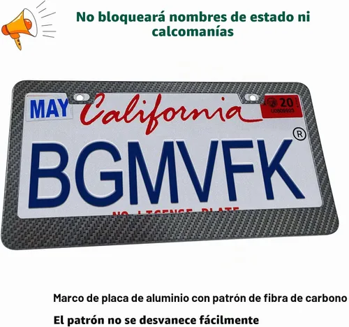 Vista 3 de BGMVFK Marco de matrícula de fibra de carbono, paquete de 2 unidades, soporte negro para placa de automóvil