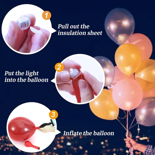Vista 2 de Aogist 50 Piezas Luces para Globos Azules con Aro para Colgar, Mini Lámpara de Bola Redonda Pequeña Luz LED para Linternas de Papel y Vidrio
