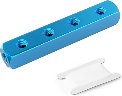Vista 7 de TAILONZ PNEUMATIC Bloque de aluminio de derivación de 2 vías plateado, distribuidor de aire de distribución de aire de conducto neumático