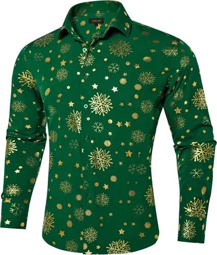 Vista 35 de DiBanGu Camisa de vestir de paisley de seda para hombre, formal, de manga larga, con cuello abotonado, camisas informales para fiesta de boda Negro