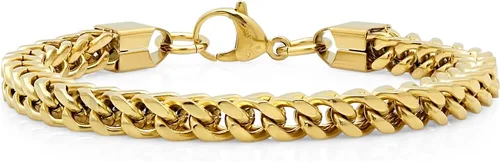 Vista 6 de Steeltime Collar de cadena Franco 3D de acero inoxidable chapado en oro de 18 quilates