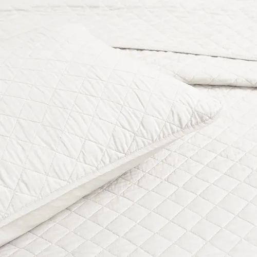 Vista 4 de Lush Decor Ava - Juego de colcha de 3 piezas con diseño de diamantes, tamaño King, color blanco