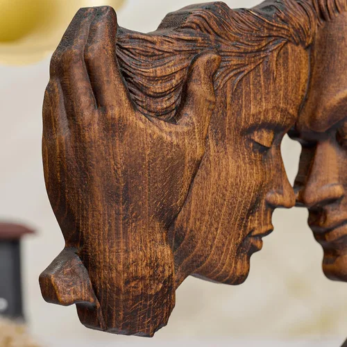 Vista 7 de BGCOPPER Estatua de madera para pareja, esculturas abstractas de pareja para decoración del hogar, regalo de mujer para aniversario, boda