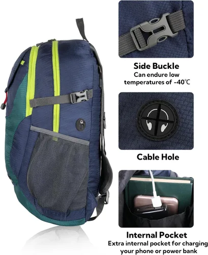 Vista 4 de WATERFLY Mochila de senderismo ligera y plegable, paquete de día de 30L