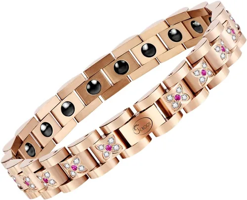 Vista 21 de JEROOT Pulseras magnéticas de ultra resistencia, pulsera para mujeres y hombres, imanes de neodimio de 3500-6000 Gauss, joyería de regalo de terapia