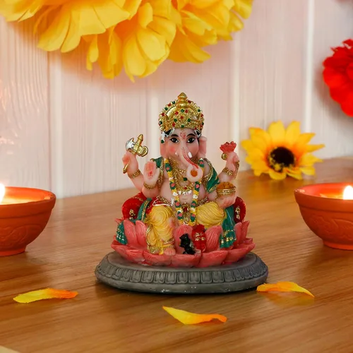 Vista 2 de alikiki Regalos indios, estatua de Lord Ganesha, 3.6 pulgadas de alto, ídolo hindú Ganesha para tablero de instrumentos del automóvil, regalo