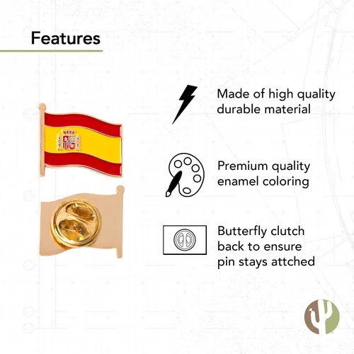 Vista 3 de Pin de solapa de España esmaltado en el campo, hecho de metal para recuerdo, para hombres y mujeres, patriótico español