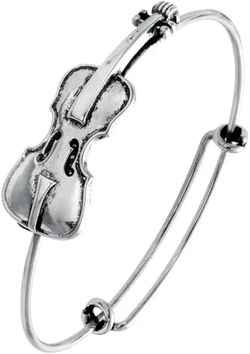 Vista 5 de Pulseras Preppy para amantes de la música, pulsera elástica para violín, regalos de joyería Oro rosa antiguo