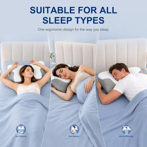 Vista 7 de jiaao Almohada curvada para dormir lateral, soporte de cuello de espuma
