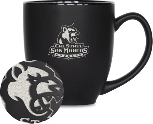 Vista 58 de Rico Industries - Taza de cerámica mate negra con grabado láser estándar de 15oz para NCAA (escuelas T & U) - Para bebidas calientes o frías