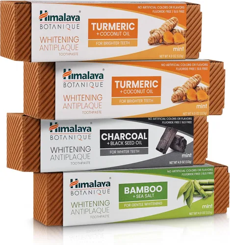 Vista 13 de Himalaya Botanique Pasta de dientes blanqueadora antiplaca con bambú + sal marina, sin flúor, para blanqueamiento suave, 4 oz