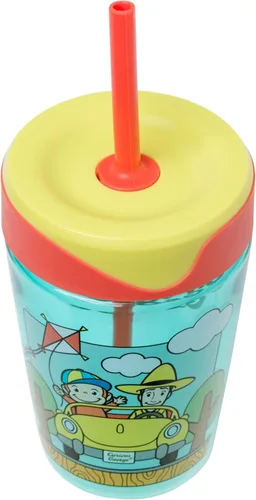 Vista 4 de Silver Buffalo Curious George Fun - Vaso a prueba de derrames con pajilla Jorge curioso