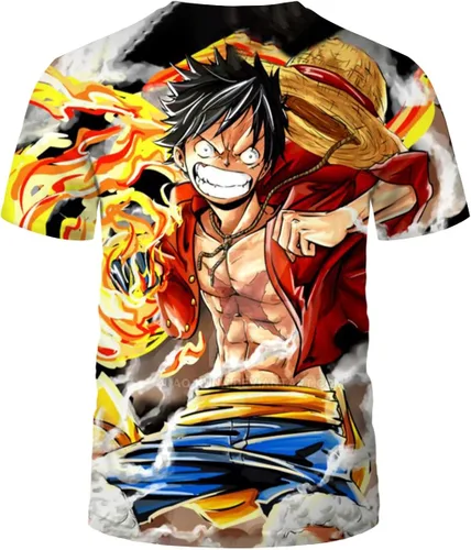 Vista 2 de Girren Camiseta de manga corta con cuello redondo y manga corta de anime 3D de verano