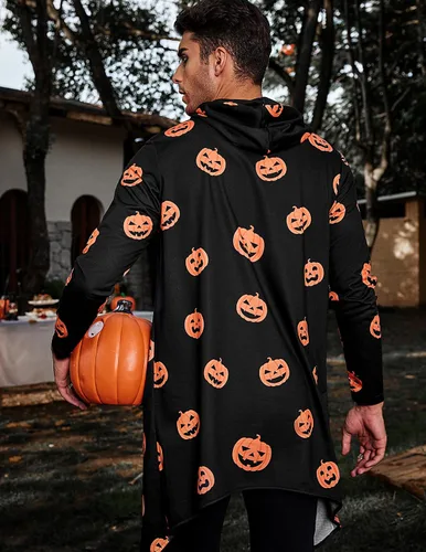 Vista 5 de COOFANDY - Sudadera larga con capucha para hombre, diseño hip hop tipo capa, de mezcla de algodón