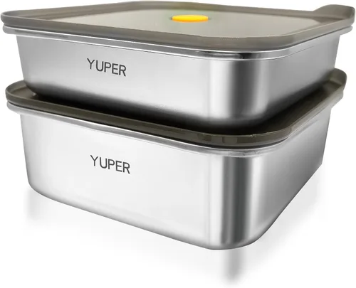 Vista 9 de YUPER Recipientes de alimentos de acero inoxidable, recipientes de preparación de comidas, recipiente para sándwich de queso y tocino