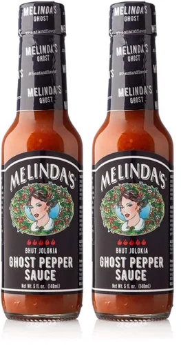 Vista 5 de Salsa picante de pimiento fantasma de Melinda's - Salsa picante extra gourmet - Hecha con ingredientes frescos, pimientos fantasma (Bhut Jolokia)