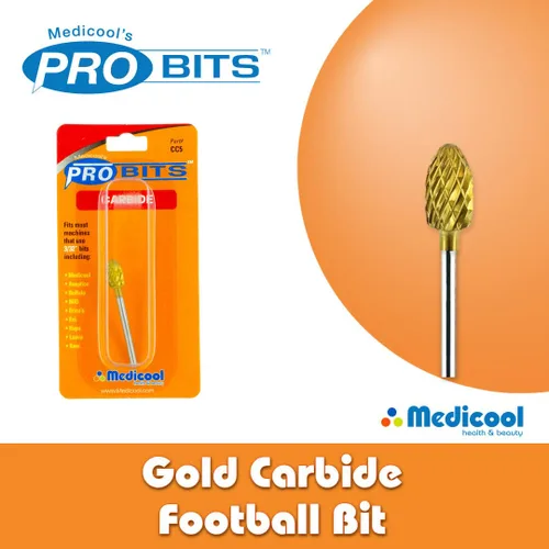 Vista 4 de Medicool Carburo de Oro -CC5- Lima y Dar Forma de Fútbol Quitar Bajo Uñas Manicura Bit CC5