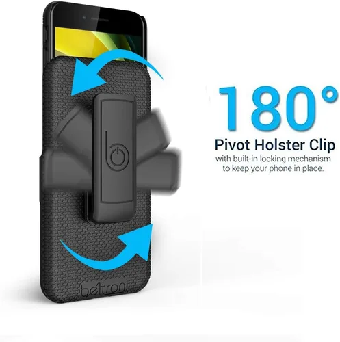 Vista 6 de BELTRON Funda para iPhone 7/8/SE 2020/SE 2022, funda de agarre de goma súper delgada y funda de clip giratorio para cinturón combinado con soporte