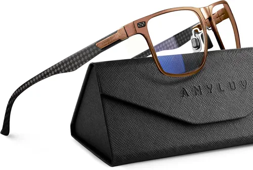 Vista 8 de ANYLUV Blue Light Glasses Men, Relieve Eyestrain and Eye Protection, Al-Mg Metal Computer Blue Light Blocking Glasses
