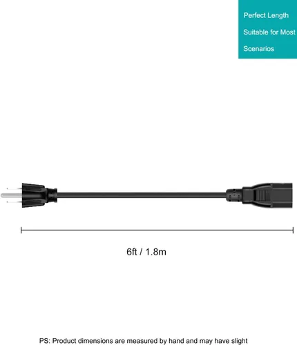 Vista 6 de Cable de alimentación de CA de 6 pies compatible con cintas de correr elípticas Horizon Fitness, reemplazo universal de cable de alimentación de 3