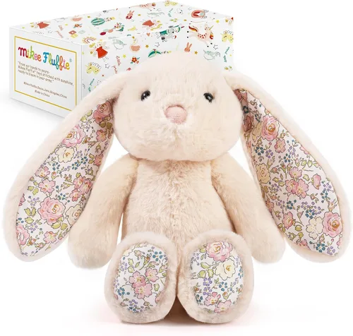 Vista 7 de Peluche de conejo de 15.7 pulgadas para niñas, animal de peluche suave de conejo de Pascua, juguete de conejo de peluche de princesa, juguete