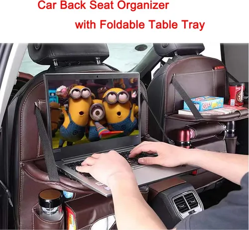 Vista 3 de Organizador de asiento trasero de automóvil, organizadores de asiento trasero de automóvil y almacenamiento con soporte para tableta, protectores