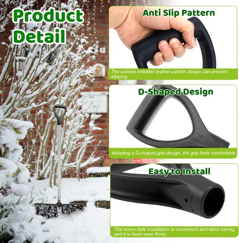 Vista 4 de MroMax Mango de agarre en D, 1-1/4 pulgadas de diámetro interior de 1.260 in, pala de nieve de PVC, mango de repuesto, accesorios de jardín, Negro