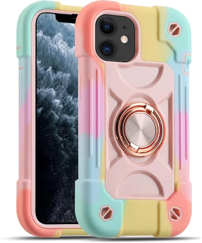 Vista 70 de MARKILL Funda compatible con iPhone Air de 6.5 pulgadas 2025 con soporte de anillo giratorio de 360 grados, protección contra caídas de grado