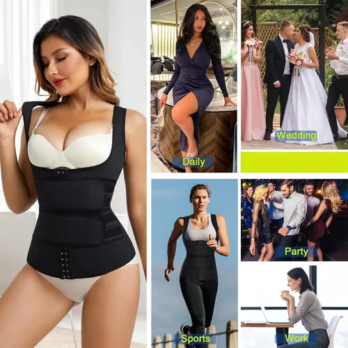 Vista 5 de RACELO Chaleco de entrenamiento de cintura para mujer, faja moldeadora con control de abdomen, faja moldeadora de cuerpo, corsé debajo del busto