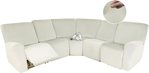 Vista 157 de HDCAXKJ Fundas de sofá seccional reclinable de terciopelo, cubierta de sofá seccional en forma de L, lavable, elástica, suave, para rincón