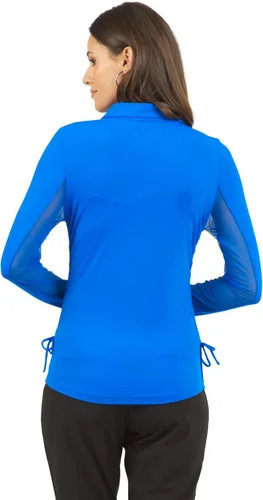Vista 8 de IBKUL Athleisure Wear Sun Protective UPF 50+ Icefil Cooling Tech Adjustable Length Long Sleeve Polo with Under Arm Mesh 48000