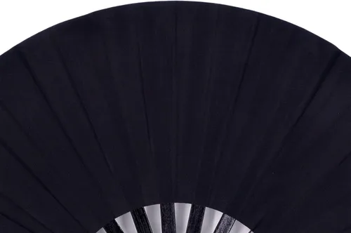 Vista 5 de Abanicos plegables grandes para bailar en línea, grandes abanicos de aplausos para baile, fiesta, decoración, festival (negro)