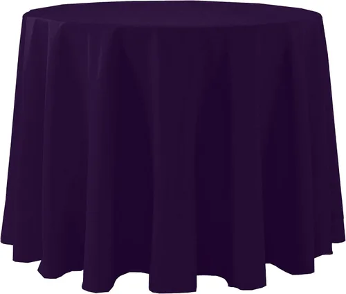 Vista 37 de Ultimate Textile Cotton-Feel - Mantel redondo de 90 pulgadas para comedor, color berenjena, color morado