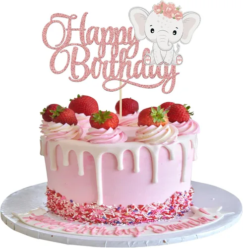 Vista 13 de Gyufise 1 pieza de decoración de pastel de bebé con purpurina dorada para baby shower, elefante para pasteles, decoración para recién nacidos