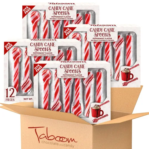 Vista 9 de Cucharas de bastón de caramelo de menta, sin colorantes, paquete de 12 cucharas de chocolate caliente con sabor a menta de Navidad envueltas