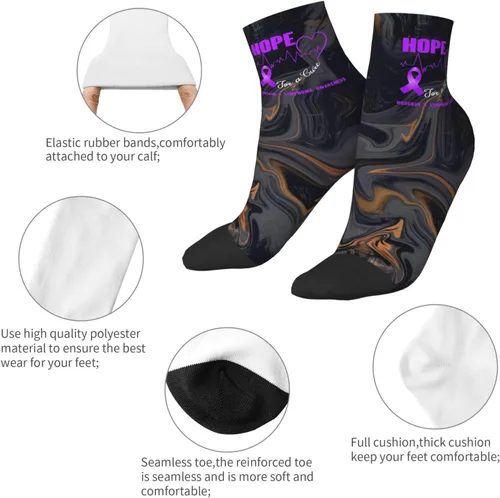 Vista 5 de Hope For A Cure Hodgkin S Lymphoma Awareness Ankle Socks Winter Low Cut Sports Warm Breathable Comfort Casual Socks For Mens And Womens