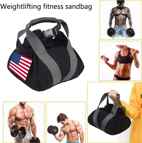 Vista 2 de 2 bolsas de arena ajustables de lona con asa para entrenamiento en casa, yoga, fitness (bandera nacional)