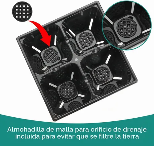 Vista 7 de RooTrimmer Paquete de 40 bandejas reutilizables de 4 celdas para plantas de semillero, bandejas profundas de células grandes con agujeros de drenaje