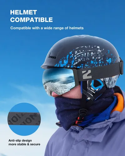 Vista 4 de ZIONOR X4 Ski Goggles Magnetic Lens - Snowboard Goggles for Men Women Adult - Snow Goggles Anti-fog UV Protection