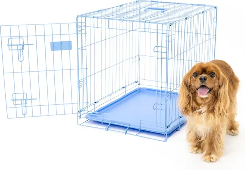 Vista 22 de Jaula de perro Carlson segura y compacta de doble puerta de metal, mediana con panel divisor
