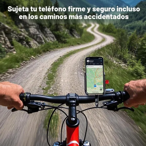 Vista 2 de Soporte de teléfono para bicicleta, soporte de manillar de aluminio para Negro