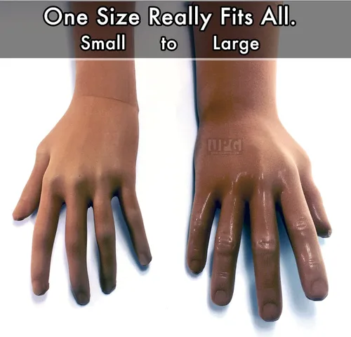 Vista 5 de Nude Illusion Second Skin - Guantes transparentes sin costuras con costura superior elástica en beige, bronceado sobre el codo unisex